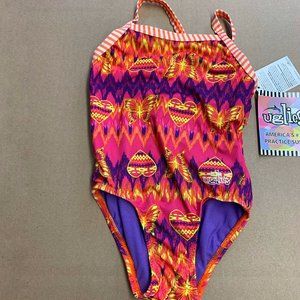 Kid's butterfly and heart print one piece by Dolfin SWimwear